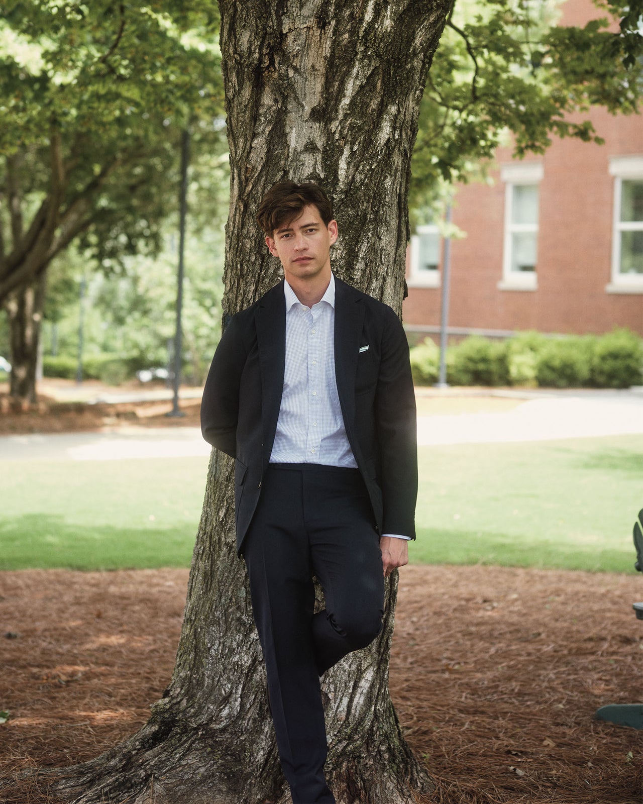 Ghost Blazer in Navy High-Twist
