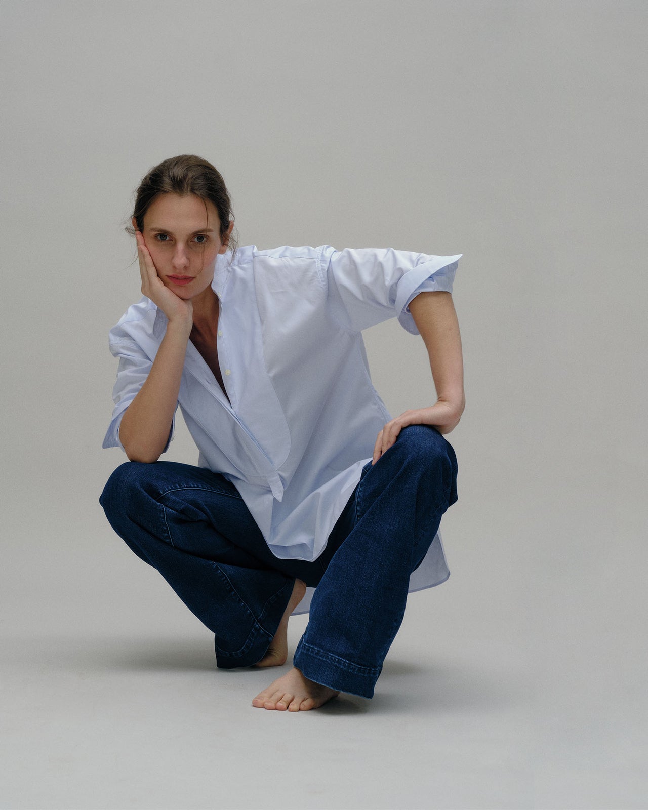 Camille Patch-Pocket Jean in 2-Year Indigo Stretch Denim