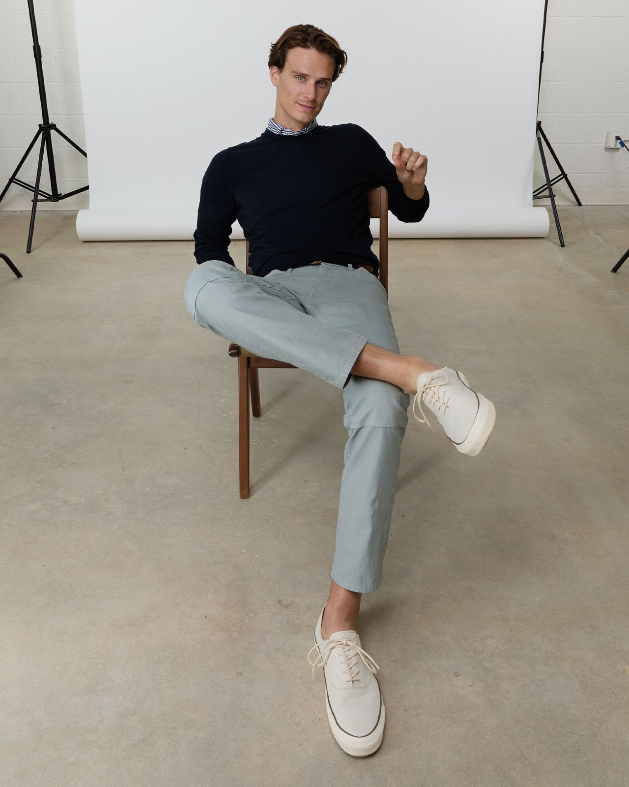 Crewneck Sweater in Navy Cotton