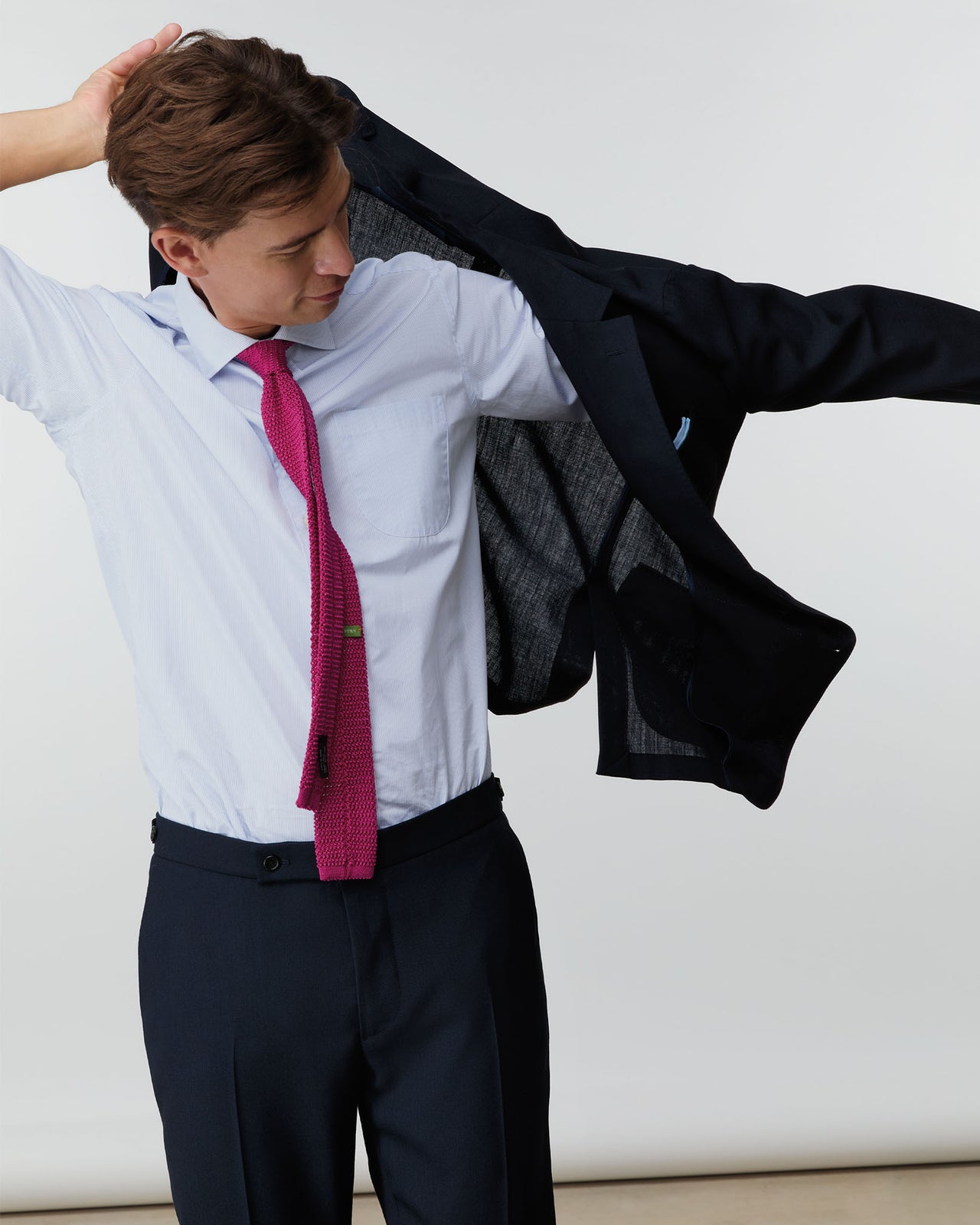 Ghost Blazer in Navy High-Twist