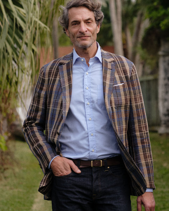 Ghost Blazer in Blue/Brown/Tan Rustic Hopsack