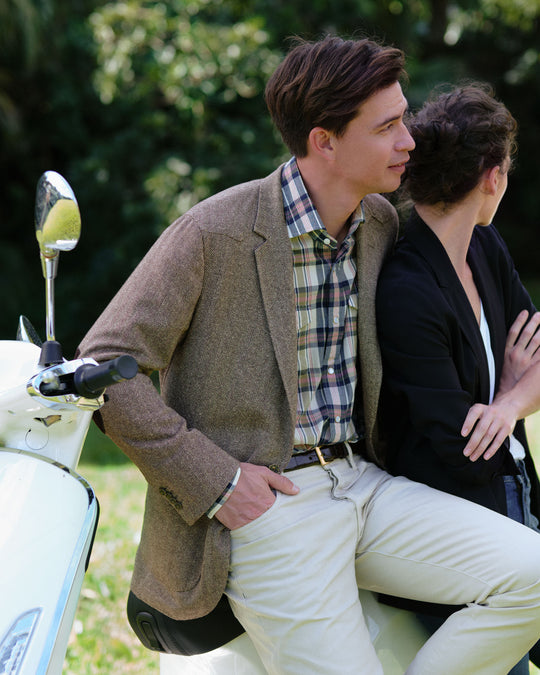 Ghost Rider Jacket in Chocolate/Wheat Herringbone