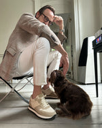 Load image into Gallery viewer, Trainer in Stone/Natural Suede/Canvas
