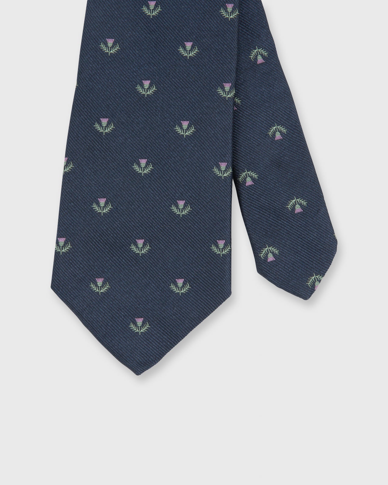 Silk Faille Club Tie Navy/Lavender/Green Laurel