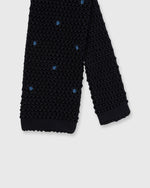 Load image into Gallery viewer, Silk Knit Tie Navy/French Blue Dot
