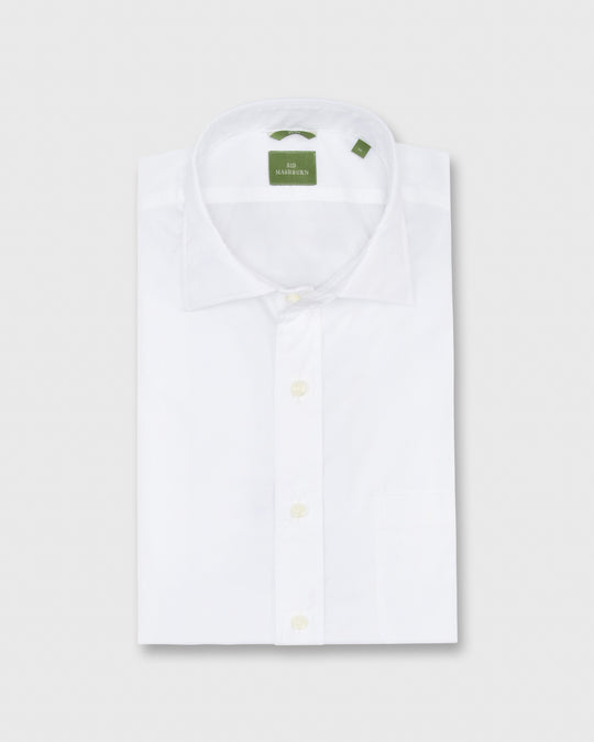 Slim Fit Spread Collar Sport Shirt White Poplin