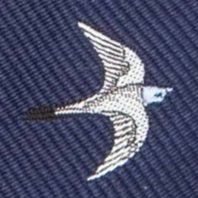 Silk Club Tie in Navy/White/Sky Swallow