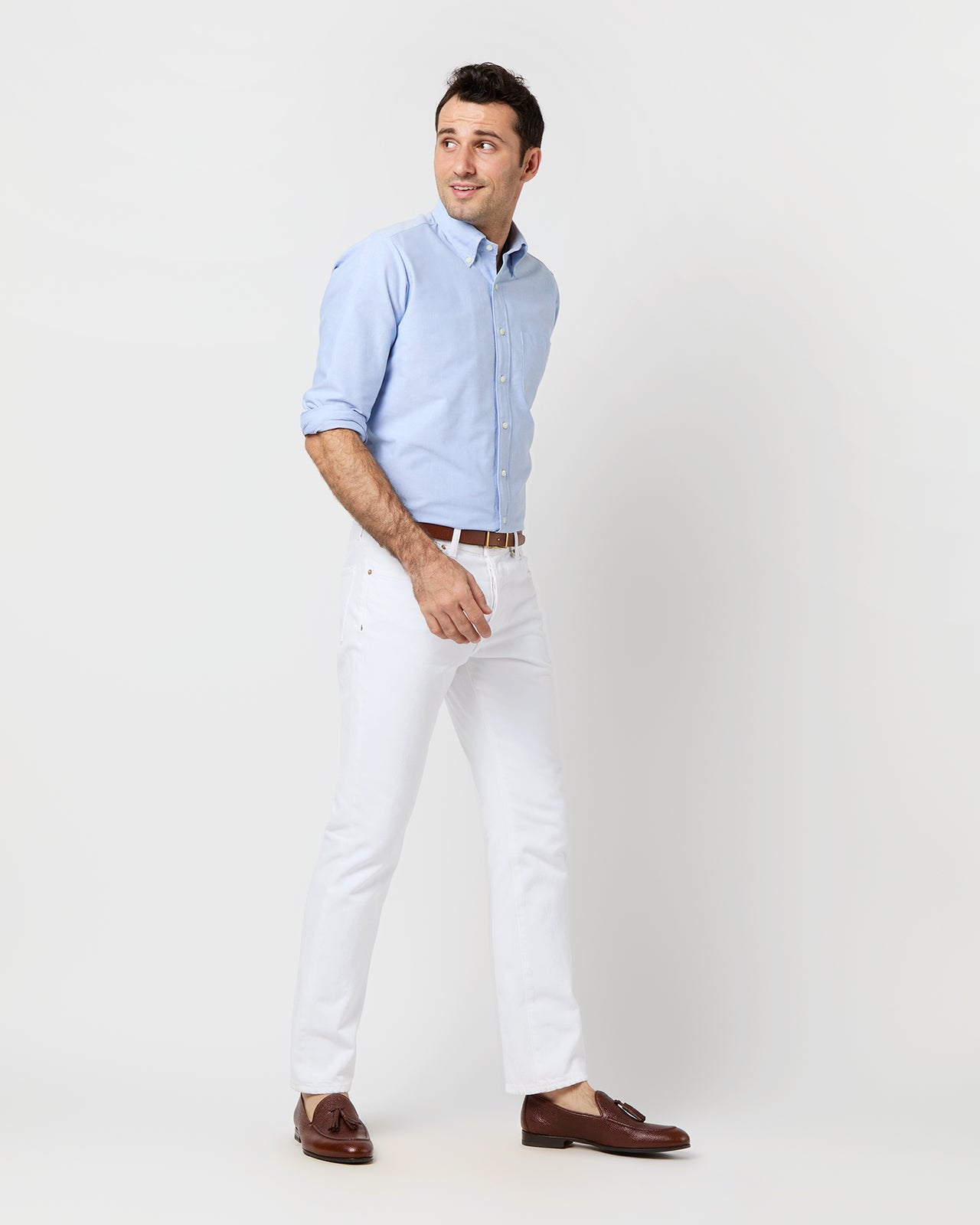 Slim Straight Jean in White Garment-Dyed Denim