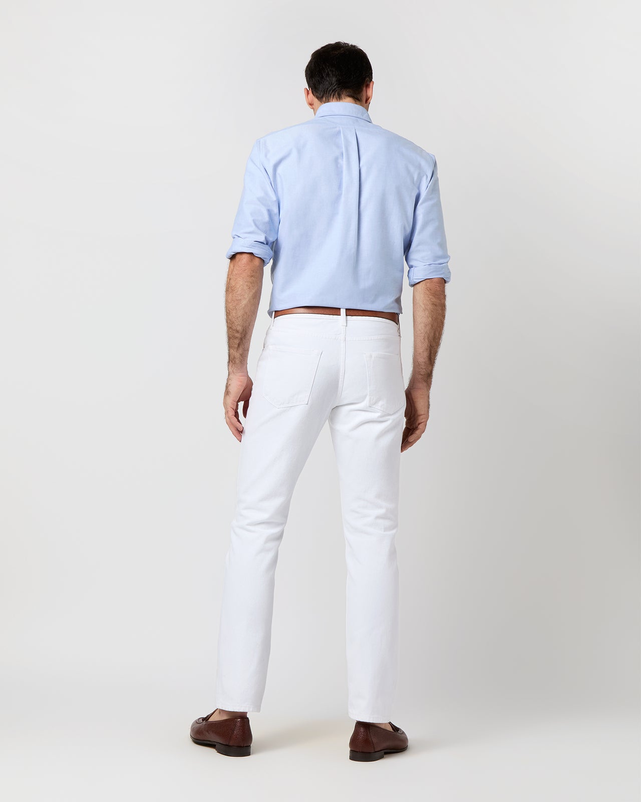 Slim Straight Jean in White Garment-Dyed Denim