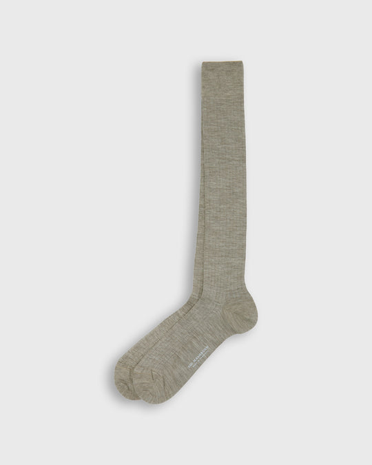 Over-The-Calf Dress Socks in Heather Taupe Extra Fine Merino