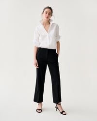 Frankie Cropped Pant in Black Bi-Stretch Tropical Wool