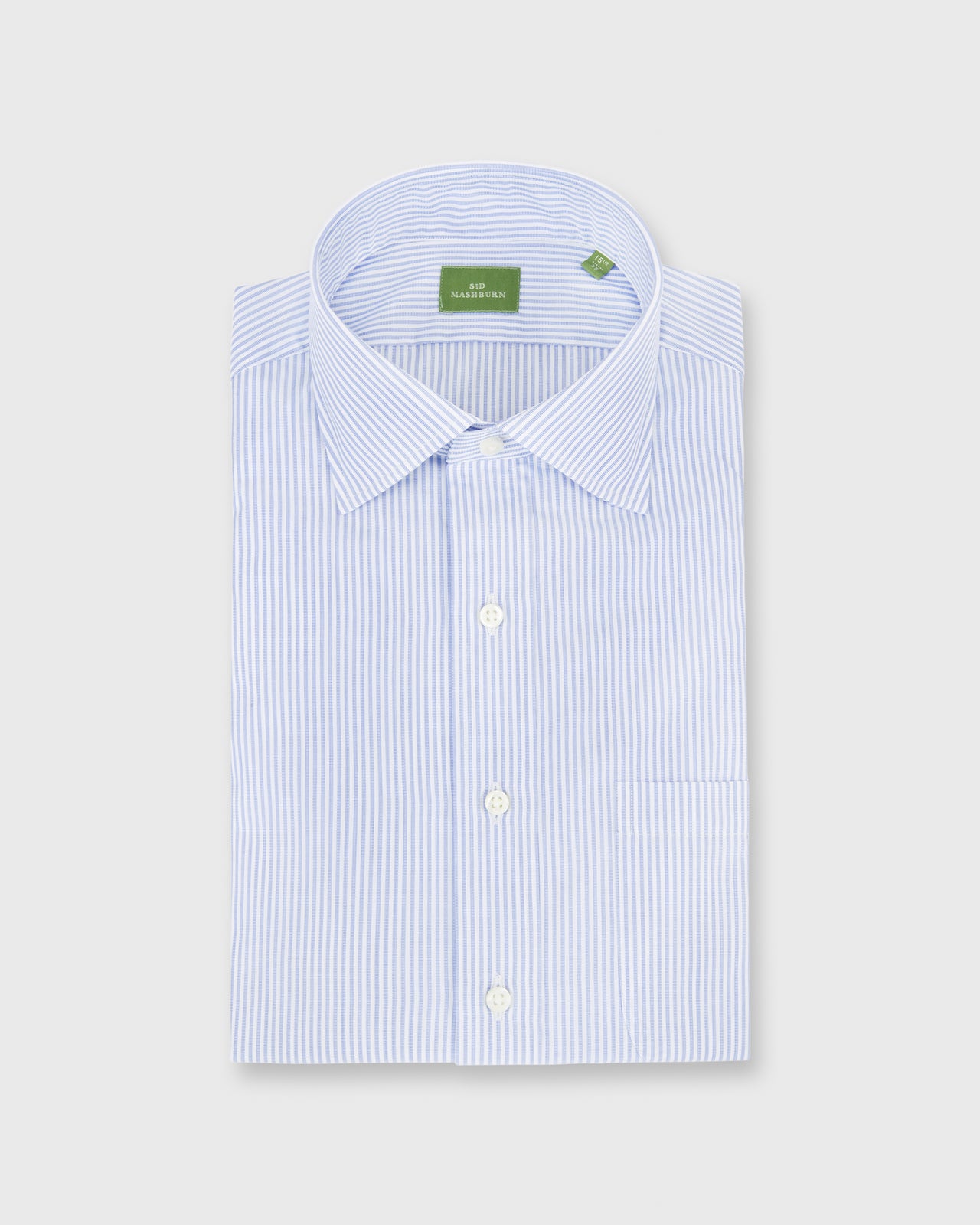 Spread Collar Dress Shirt Blue Stripe End-On-End