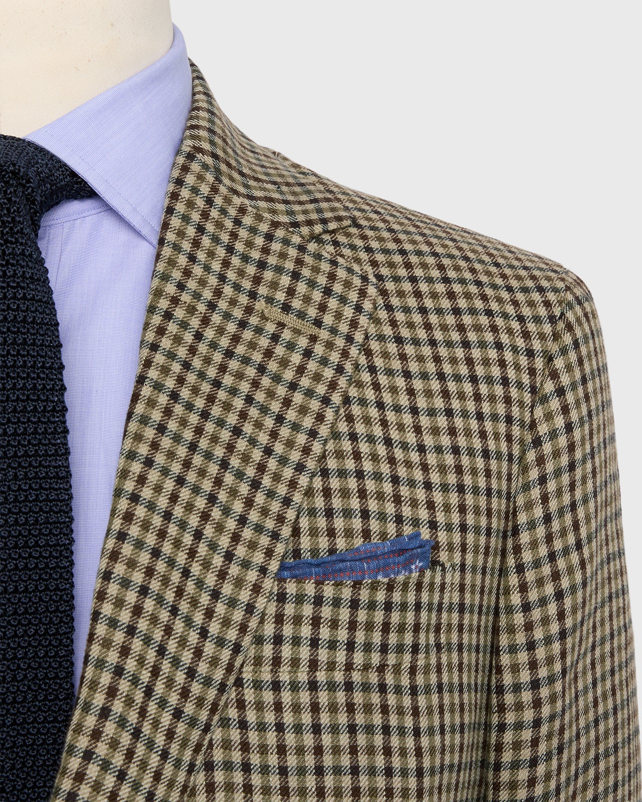 Virgil No. 2 Jacket in Olive/Brown Check Linen Twill