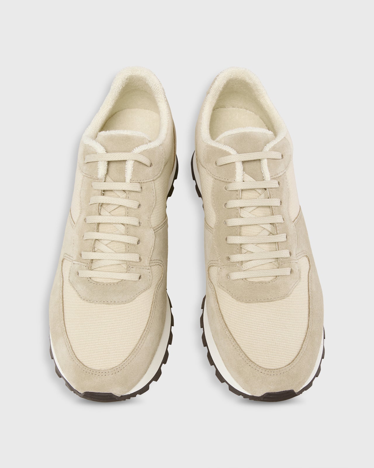Trainer in Stone/Natural Suede/Canvas