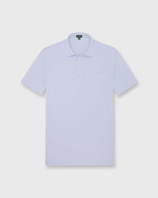 Short-Sleeved Polo in Pale Blue Pima Pique