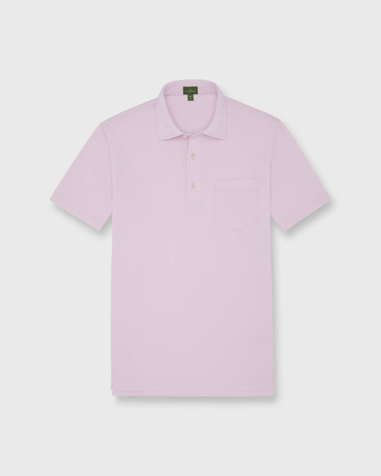 Short-Sleeved Polo in Pale Pink Pima Pique