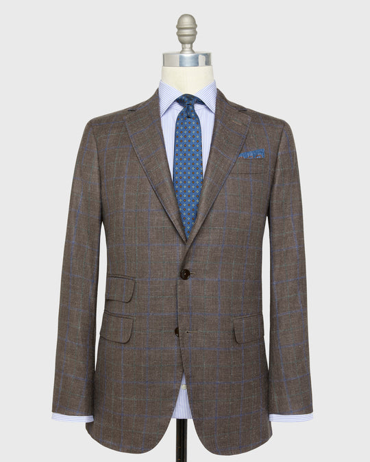 Virgil No. 2 Jacket in Mocha/Blue/Green Plaid Twill
