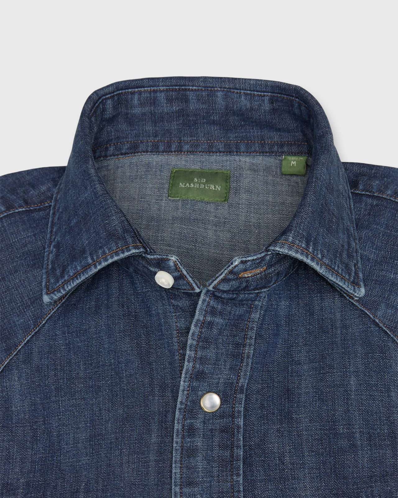 Western Work Shirt in Medium Wash Indigo Lightweight Denim