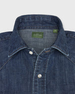 Load image into Gallery viewer, Western Work Shirt in Medium Wash Indigo Lightweight Denim

