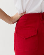 Load image into Gallery viewer, Camille Patch-Pocket Jean in Red Stretch Canvas
