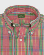 Load image into Gallery viewer, Button-Down Sport Shirt in Coral/Green/Yellow Madras
