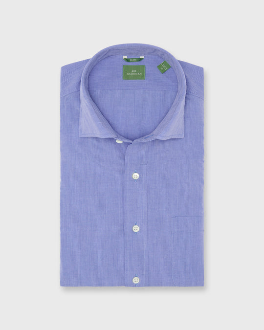 Slim-Fit Spread Collar Sport Shirt in Blue Shadow Stripe Poplin