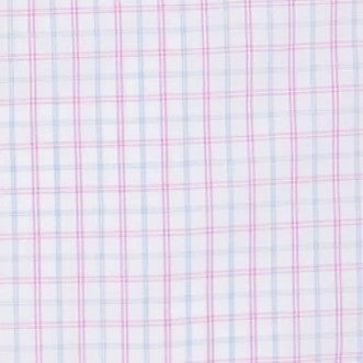 Spread Collar Dress Shirt in Pink/Sky Check Poplin