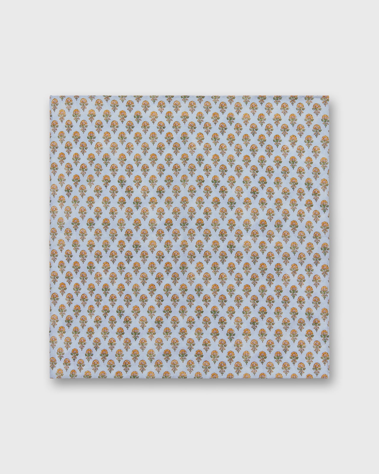 Cotton Print Pocket Square in French Blue/Tangerine Floral Printed Poplin