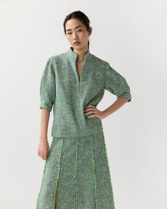 Violetta Top in Grass/Multi Speckled Tweed