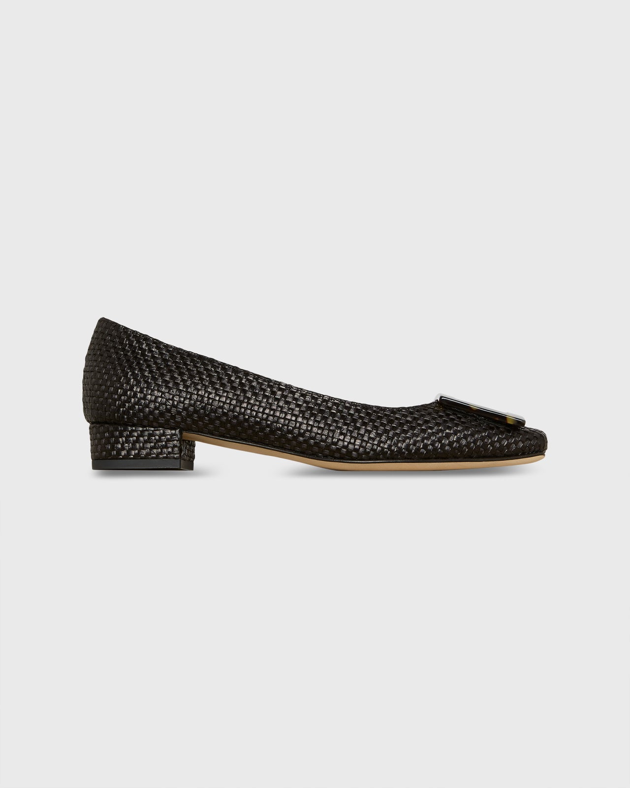 Buckle Shoe in Black Basketweave