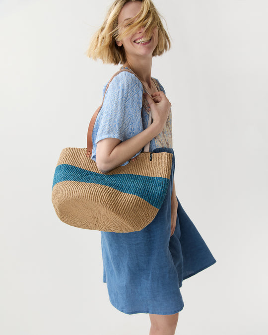 Majani Shopper Basket in One Thick Blue Stripe